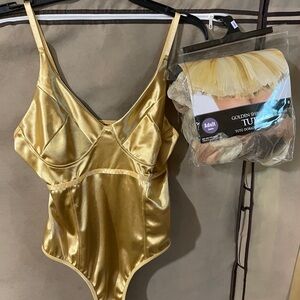 Golden Shimmer Bodysuit and Tutu Set
